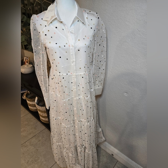 English Factory White Ruffled Tiered Dress Size S - Picture 6 of 14